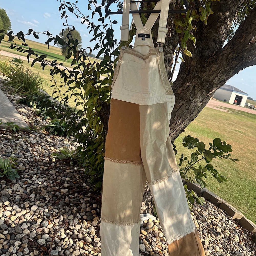 Two-Tone Patchwork Overalls - image 1